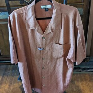 Tommy Bahama 100% Silk Shirt - Orange XL